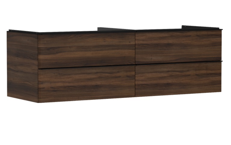 Тумба під раковину підвісна Hansgrohe Xelu Q 156х55 см МДФ темний горіх ручки матовий чорний 54093670