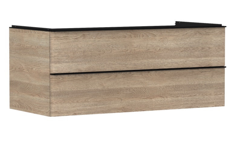 Тумба під раковину навісна Hansgrohe Xelu Q 118х55 см МДФ натуральний дуб ручки матовий чорний 54084670