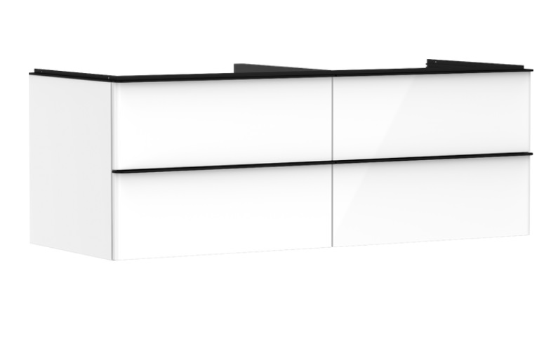 Тумба под раковину подвесная Hansgrohe Xelu Q 136х55 см МДФ глянцевый белый ручки матовый черный 54086670