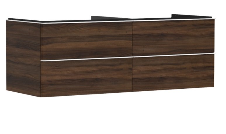 Тумба під раковину підвісна Hansgrohe Xelu Q 136х55 см МДФ темний горіх ручки матовий білий 54089700