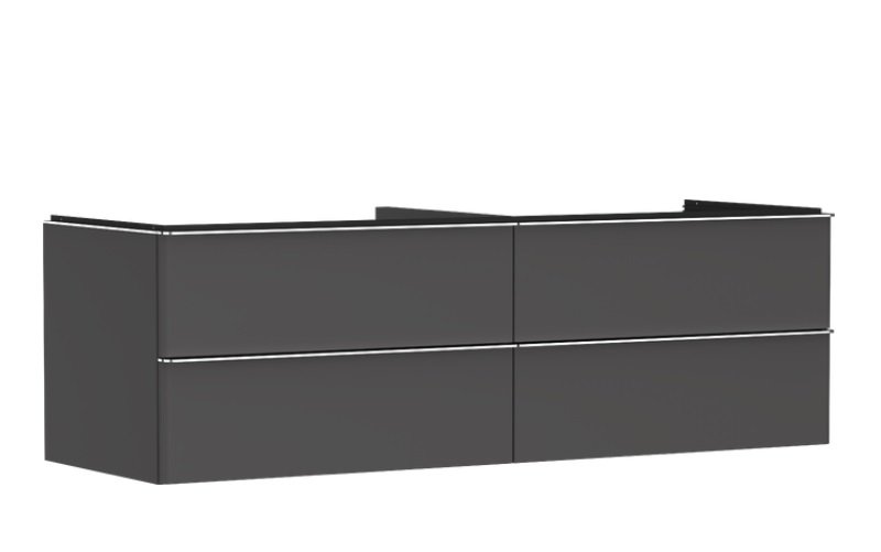 Тумба під раковину підвісна Hansgrohe Xelu Q 156х55 см МДФ сірий матовий ручки хром 54091000