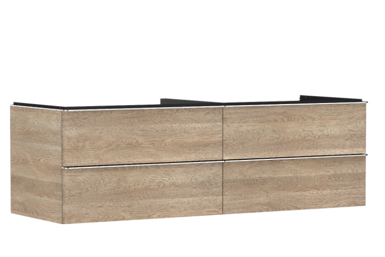 Тумба під раковину підвісна Hansgrohe Xelu Q 156х55 см МДФ натуральний дуб ручки хром 54092000