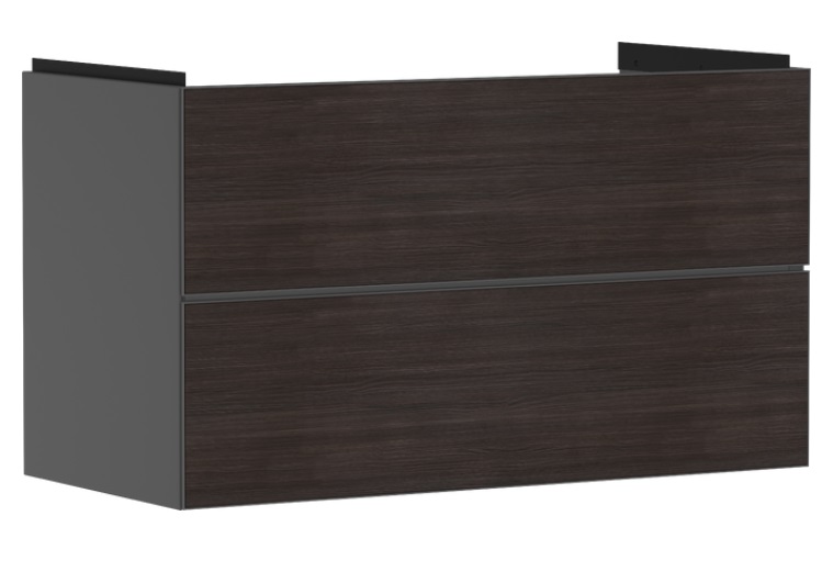 Тумба под раковину подвесная Hansgrohe Xevolos E 98х47,5 см сланцево-серый матовый/темный дуб 54183730