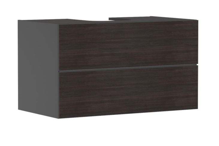 Тумба под раковину подвесная Hansgrohe Xevolos E 98х55,5 см сланцево-серый матовый/темный дуб 54192730