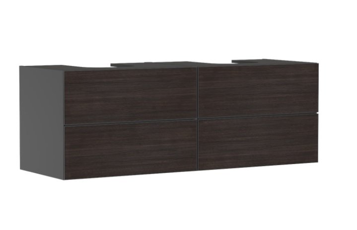 Тумба под раковину подвесная Hansgrohe Xevolos E 137х55,5 см сланцево-серый матовый/темный дуб 54201730