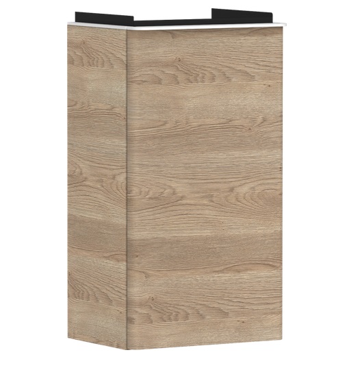 Тумба под раковину подвесная Hansgrohe Xelu Q 34х26,5 см петли слева МДФ натуральный дуб ручка матовый белый 54013700