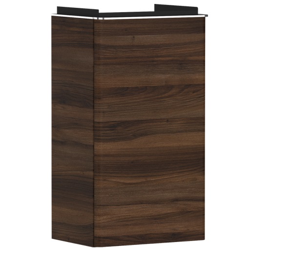 Тумба под раковину подвесная Hansgrohe Xelu Q 34х26,5 см петли слева МДФ темный орех ручка хром 54014000