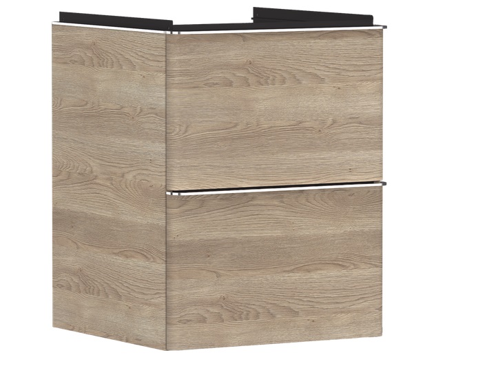 Тумба под раковину подвесная Hansgrohe Xelu Q 48х47,5 см МДФ натуральный дуб ручка хром 54021000