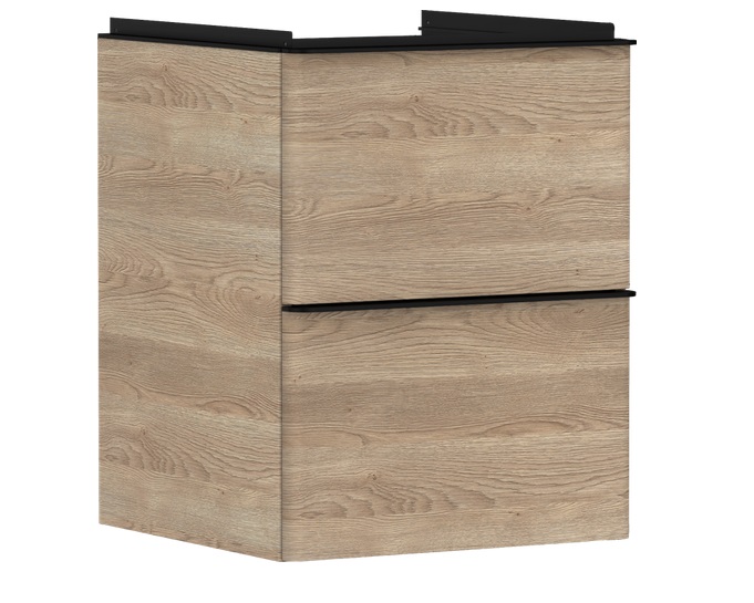 Тумба под раковину подвесная Hansgrohe Xelu Q 48х47,5 см МДФ натуральный дуб ручка матовый черный 54021670