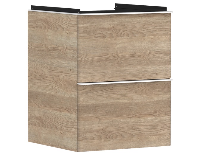 Тумба под раковину подвесная Hansgrohe Xelu Q 48х47,5 см МДФ натуральный дуб ручка матовый белый 54021700