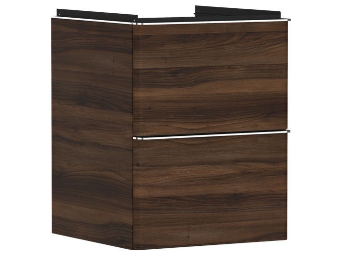 Тумба под раковину подвесная Hansgrohe Xelu Q 48х47,5 см МДФ темный орех ручка хром 54022000
