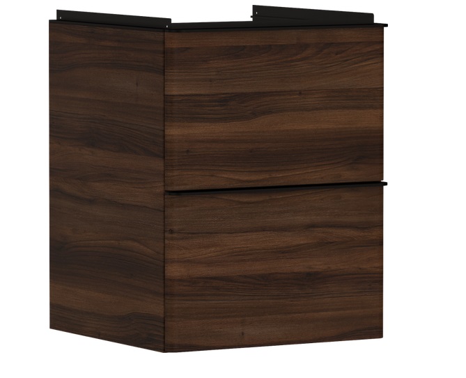 Тумба під раковину підвісна Hansgrohe Xelu Q 48х47,5 см МДФ темний горіх ручка матовий чорний 54022670