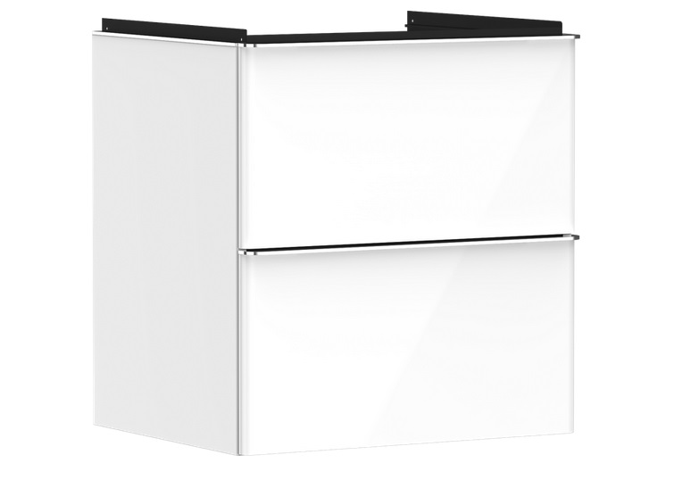 Тумба под раковину подвесная Hansgrohe Xelu Q 58х47,5 см МДФ глянцевый белый ручка хром 54023000