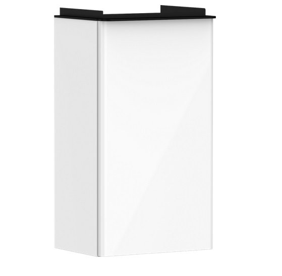 Тумба под раковину подвесная Hansgrohe Xelu Q 34х26,5 см петли справа МДФ глянцевый белый ручка матовый черный 54015670