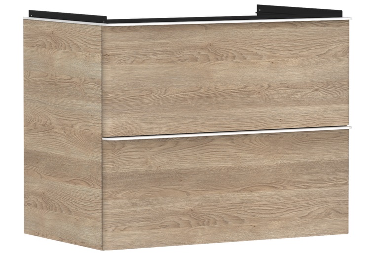 Тумба под раковину подвесная Hansgrohe Xelu Q 78х47,5 см МДФ натуральный дуб ручка матовый белый 54029700