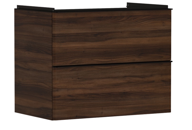 Тумба под раковину подвесная Hansgrohe Xelu Q 78х47,5 см МДФ темный орех ручка матовый черный 54030670