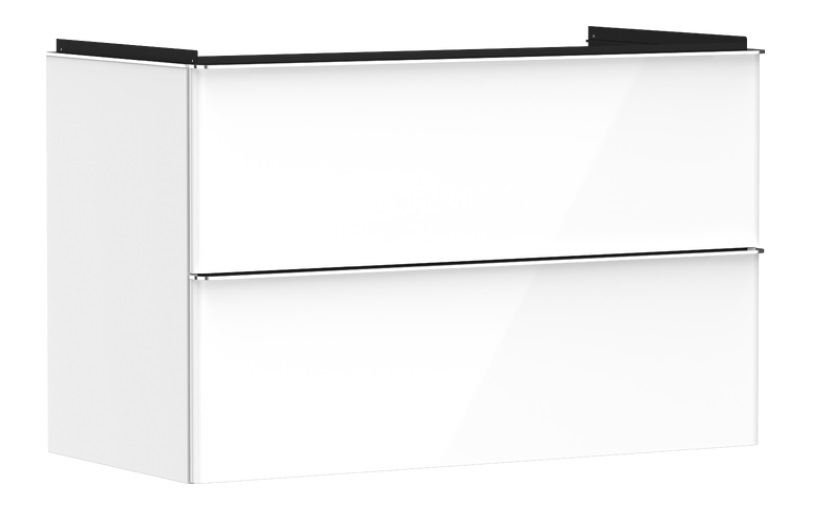 Тумба под раковину подвесная Hansgrohe Xelu Q 98х47,5 см МДФ глянцевый белый ручка хром 54031000