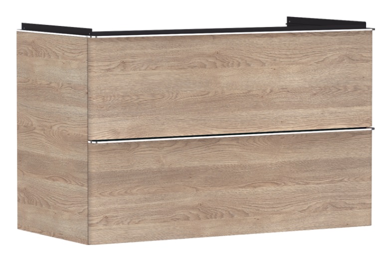 Тумба под раковину подвесная Hansgrohe Xelu Q 98х47,5 см МДФ натуральный дуб ручка хром 54033000