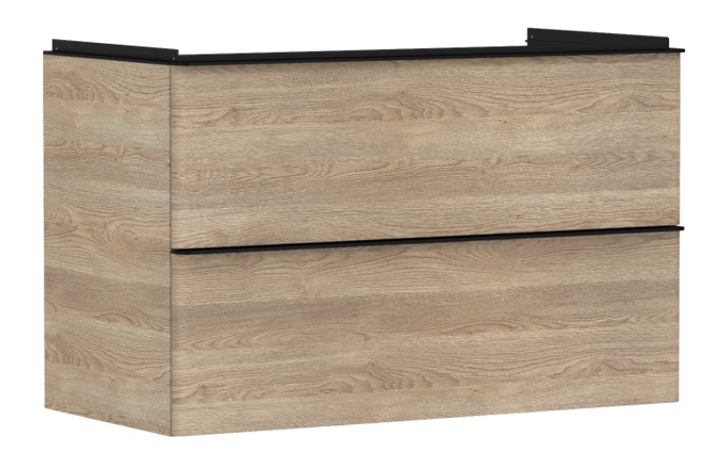 Тумба під раковину Hansgrohe Xelu Q 98х47,5 см МДФ натуральний дуб ручка матовий чорний 54033670