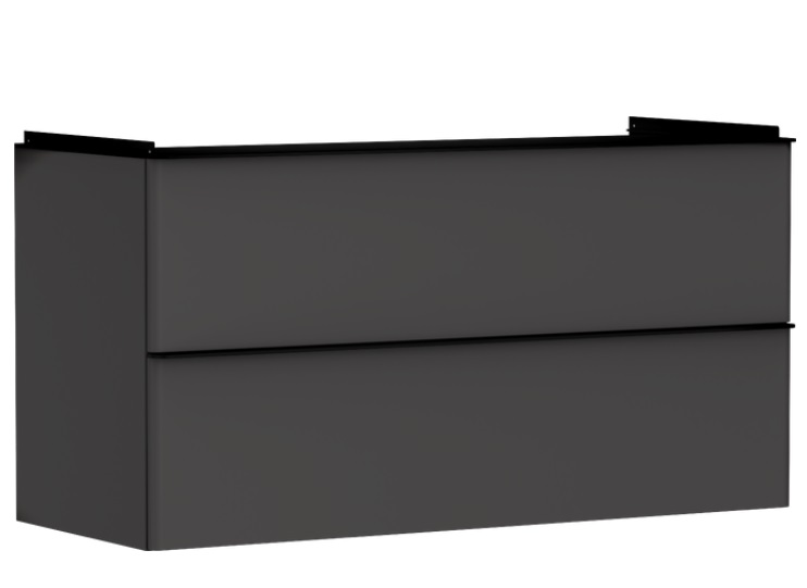 Тумба под раковину подвесная Hansgrohe Xelu Q 118х47,5 см МДФ матовый серый ручка матовый черный 54036670