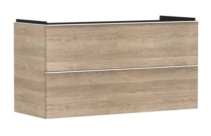 Тумба под раковину подвесная Hansgrohe Xelu Q 118х47,5 см МДФ натуральный дуб ручка матовый белый 54037700