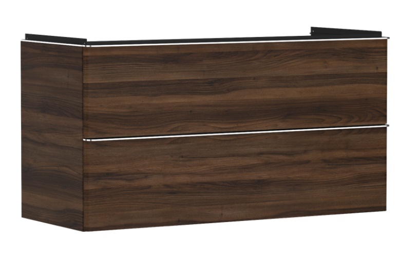 Тумба под раковину подвесная Hansgrohe Xelu Q 118х47,5 см МДФ темный орех ручка хром 54038000