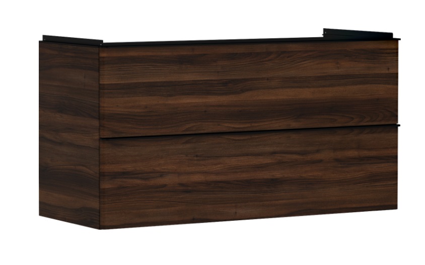 Тумба под раковину подвесная Hansgrohe Xelu Q 118х47,5 см МДФ темный орех ручка матовый черный 54038670