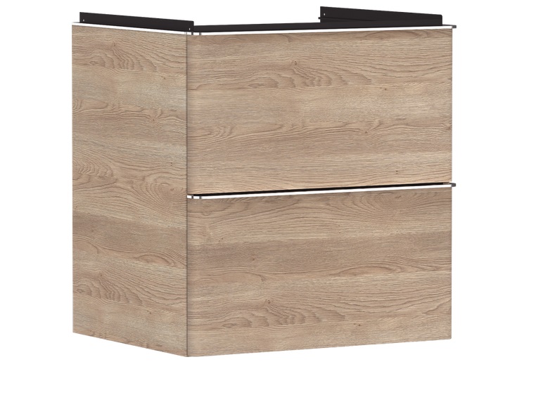 Тумба під раковину підвісна Hansgrohe Xelu Q 58х47,5 см МДФ натуральний дуб ручка хром 54025000