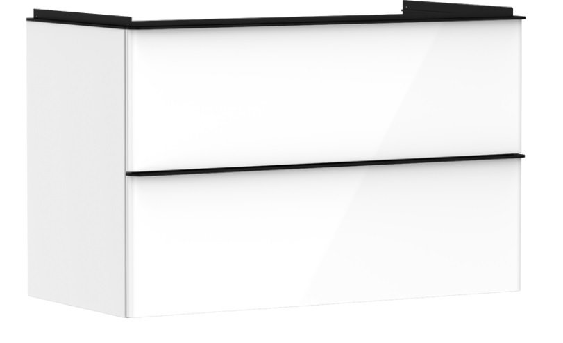 Тумба під раковину підвісна Hansgrohe Xelu Q 98х47,5 см МДФ глянсовий білий ручка матовий чорний 54031670