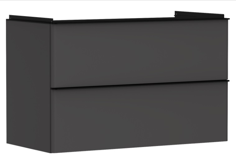 Тумба под раковину подвесная Hansgrohe Xelu Q 98х47,5 см МДФ матовый серый ручка матовый черный 54032670