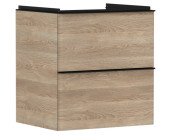 Тумба под раковину подвесная Hansgrohe Xelu Q 58х47,5 см МДФ натуральный дуб ручка матовый черный 54025670