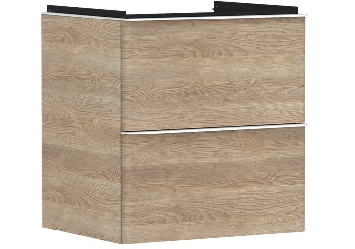 Тумба під раковину підвісна Hansgrohe Xelu Q 58х47,5 см МДФ натуральний дуб ручка матовий білий 54025700