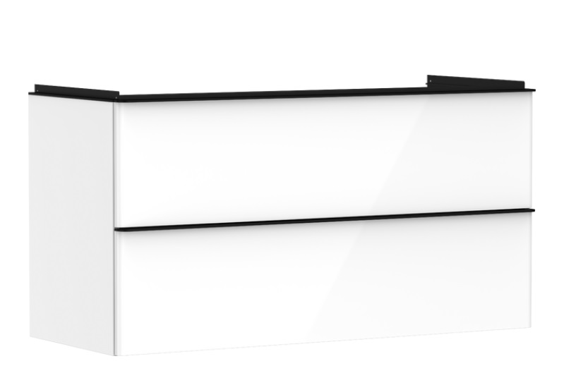 Тумба під раковину Hansgrohe Xelu Q 118х47,5 см МДФ глянсовий білий ручка матовий чорний 54035670