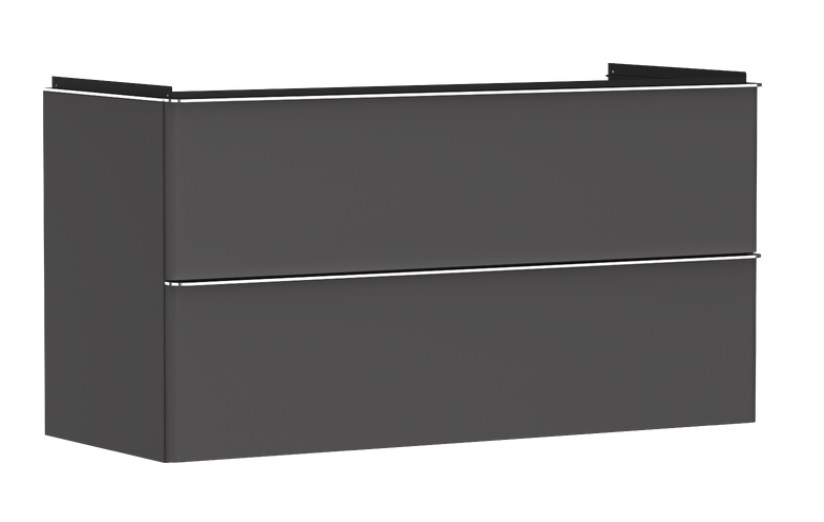 Тумба під раковину підвісна Hansgrohe Xelu Q 118х47,5 см МДФ сірий матовий ручка хром 54036000