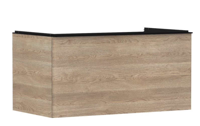 Тумба под раковину подвесная Hansgrohe Xelu Q 98х55 см МДФ натуральный дуб ручка матовый черный 54060670