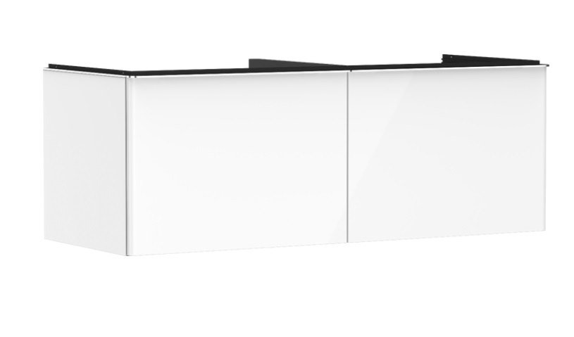 Тумба під раковину підвісна Hansgrohe Xelu Q 136х55 см МДФ білий глянсовий ручка хром 54066000