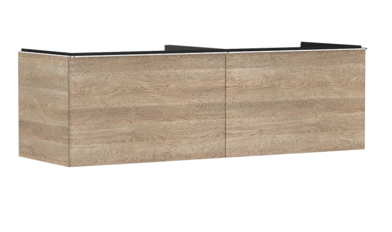 Тумба под раковину подвесная Hansgrohe Xelu Q 156х55 см МДФ натуральный дуб ручка хром 54072000