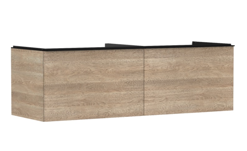 Тумба під раковину Hansgrohe Xelu Q 156х55 см МДФ натуральний дуб ручка матовий чорний 54072670