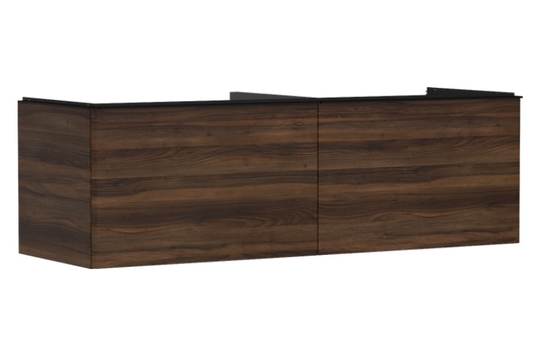 Тумба під раковину підвісна Hansgrohe Xelu Q 156х55 см МДФ темний горіх ручка матовий чорний 54073670