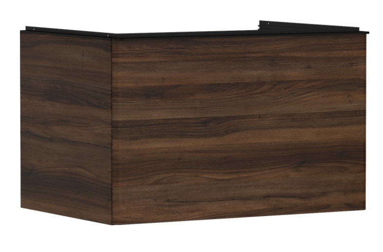 Тумба під раковину підвісна Hansgrohe Xelu Q 78х55 см МДФ темний горіх ручка матовий чорний 54057670