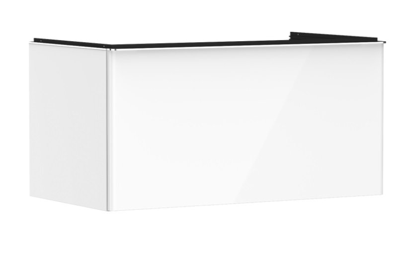 Тумба під раковину підвісна Hansgrohe Xelu Q 98х55 см МДФ глянсовий білий ручка хром 54058000