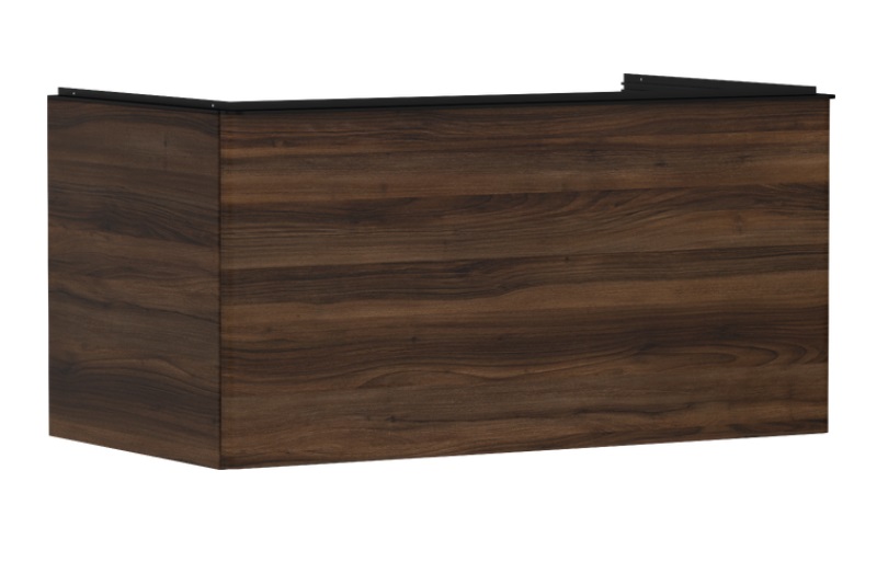 Тумба под раковину подвесная Hansgrohe Xelu Q 98х55 см МДФ темный орех ручка матовый черный 54061670