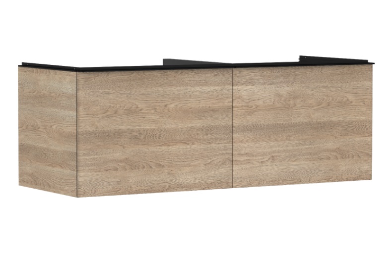 Тумба под раковину подвесная Hansgrohe Xelu Q 136х55 см МДФ натуральный дуб ручка матовый черный 54068670