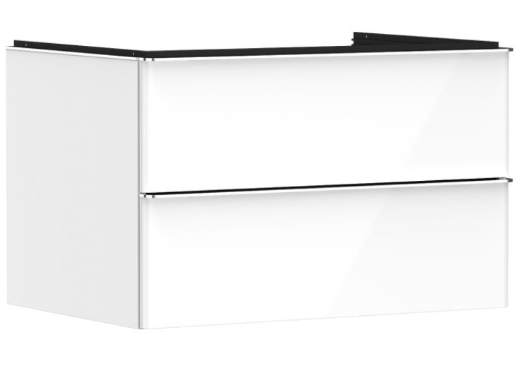 Тумба під раковину підвісна Hansgrohe Xelu Q 78х55 см МДФ білий глянсовий ручка хром 54074000