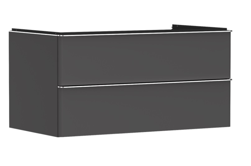 Тумба під раковину підвісна Hansgrohe Xelu Q 98х55 см МДФ сірий матовий ручка хром 54079000