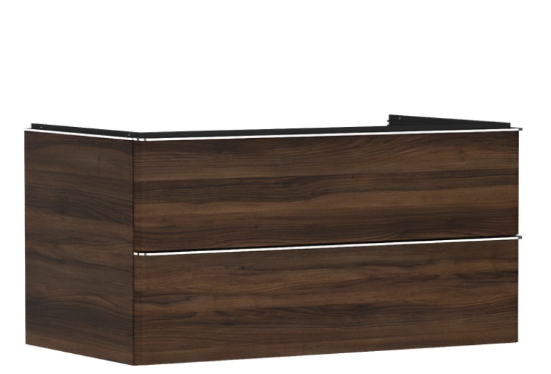 Тумба під раковину підвісна Hansgrohe Xelu Q 98х55 см МДФ темний горіх ручка хром 54081000