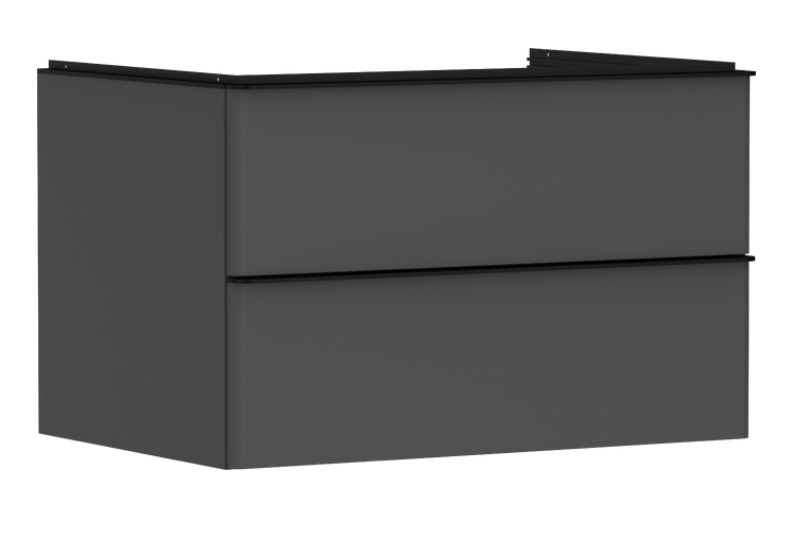 Тумба під раковину підвісна Hansgrohe Xelu Q 78х55 см МДФ матовий сірий ручка чорний матовий 54075670