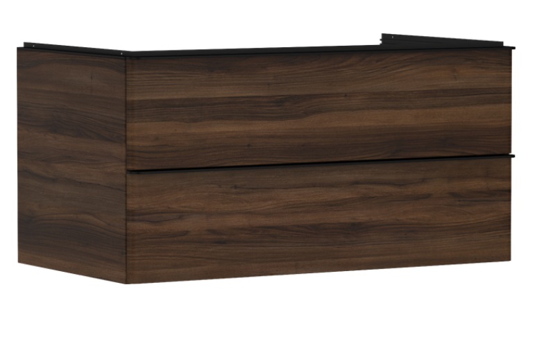 Тумба под раковину подвесная Hansgrohe Xelu Q 98х55 см МДФ темный орех ручка матовый черный 54081670