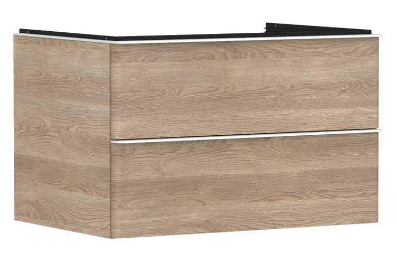 Тумба под раковину подвесная Hansgrohe Xelu Q 78х55 см МДФ натуральный дуб ручка матовый белый 54076700