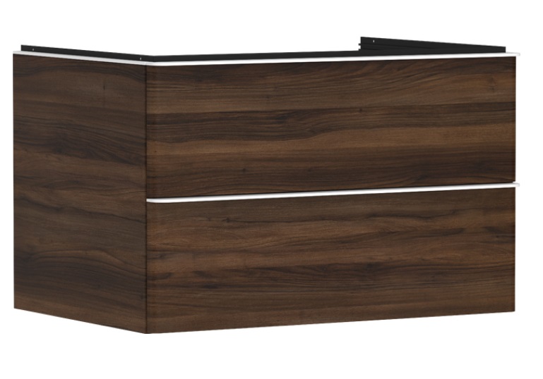Тумба под раковину подвесная Hansgrohe Xelu Q 78х55 см МДФ темный орех ручка матовый белый 54077700
